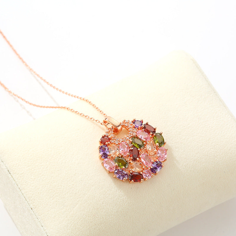 Colorful high-grade zircon necklace