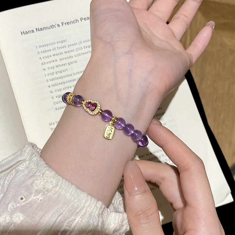 925 Sterling Silver Gourd Natural Amethyst Bracelet