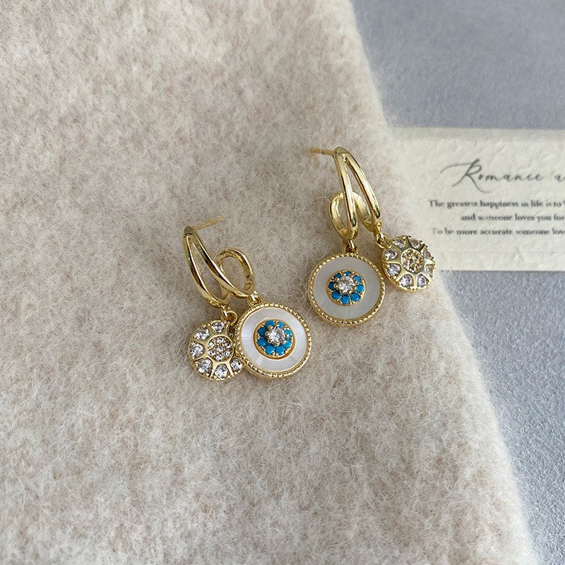 Natural mother-of-pearl aquamarine copper alloy bracelet