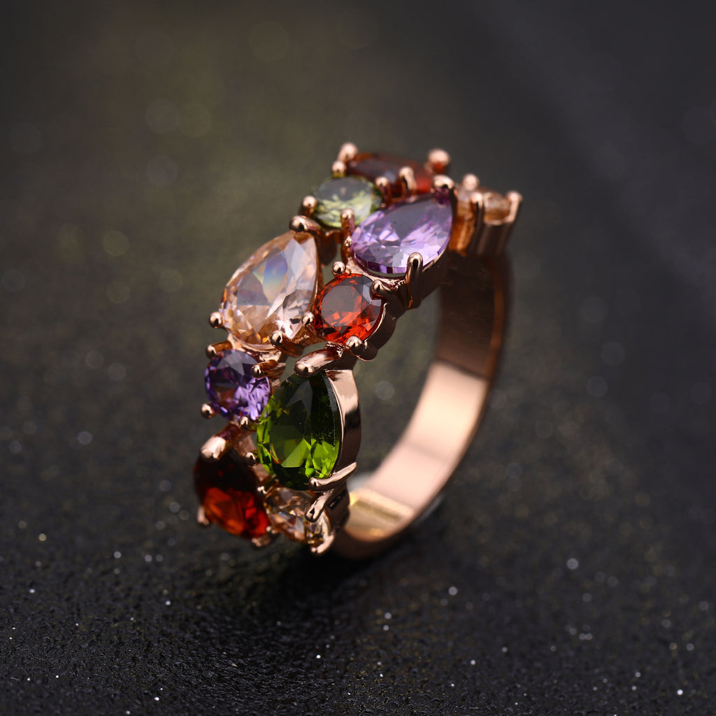 Mona Lisa Seven-Colored Zircon Ring