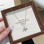 S925 silver ribbon bow necklace