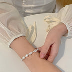 925 Sterling Silver Round Freshwater Pearl Baroque Shaped Pearl Bracelet