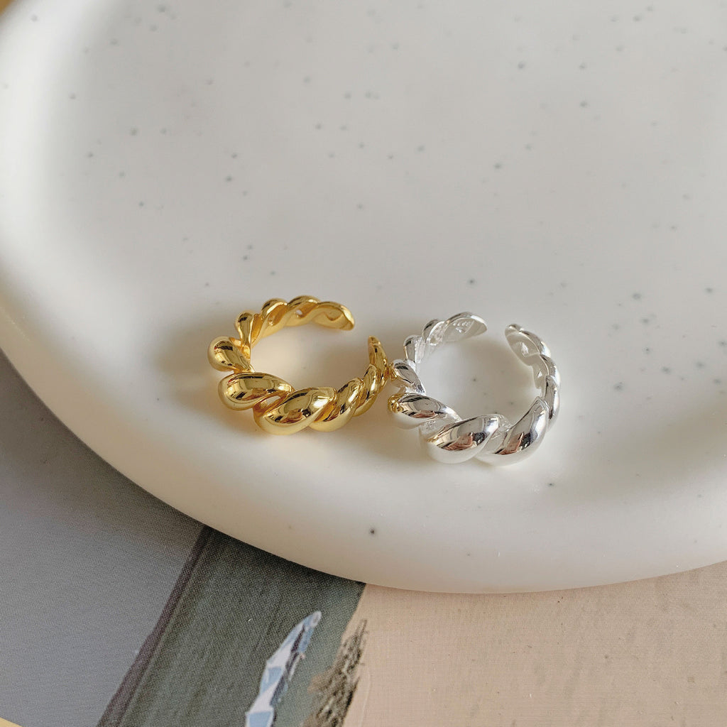 925 Sterling Silver Twisted Hairstyle Ring