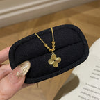 925 Sterling Silver Lucky Four-Leaf Clover Flower Pendant Necklace