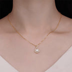 925 Sterling Silver Teardrop-Shaped Natural Pearl Necklace