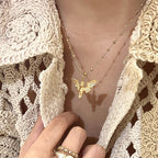 Cute little angel with golden wings copper alloy pendant
