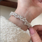 Diamond-set pearl bracelet, manta pearl copper alloy bracelet