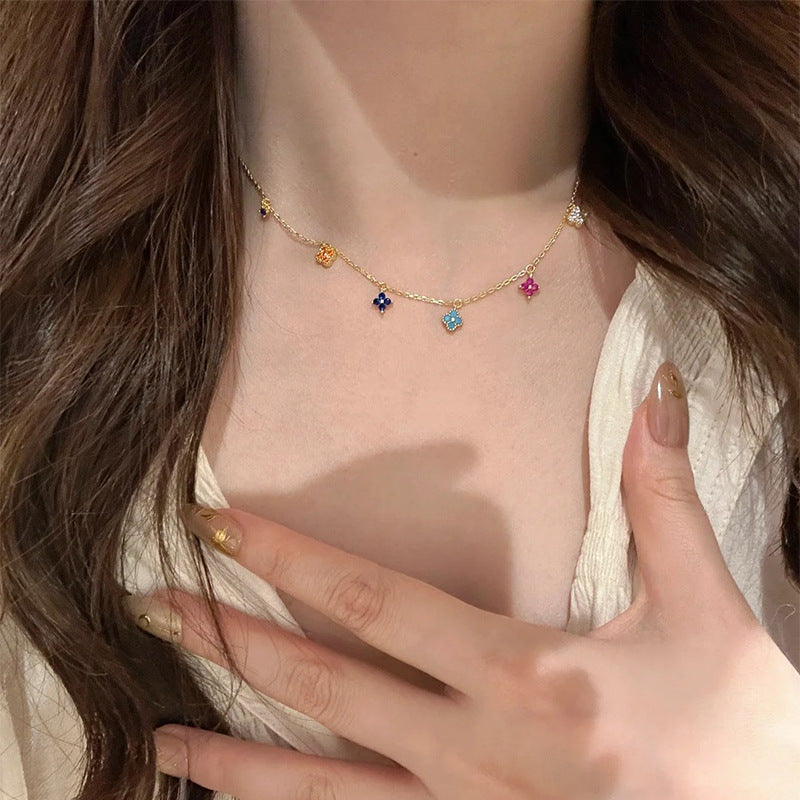 25 Sterling Silver Colored Four-Leaf Clover Dopamine Four-Leaf Clover Set