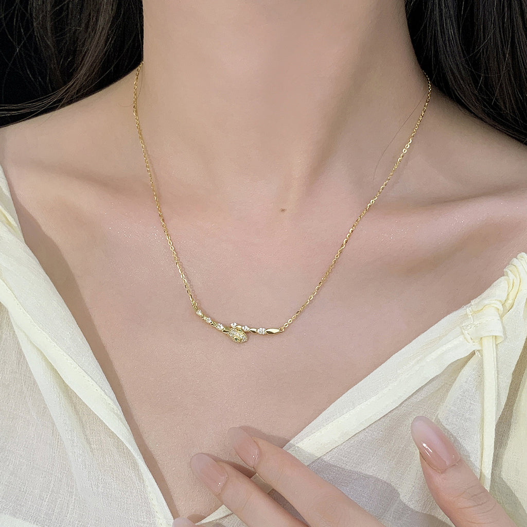 925 Sterling Silver Serpent Zircon Necklace