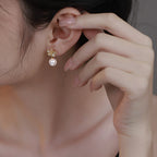 925 Sterling Silver Vintage Style Cherry Blossom Mother-of-Pearl Imitation Pearl Stud Earrings