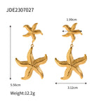 18k gold starfish shell stainless steel stud earrings that won't fade