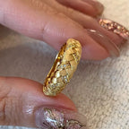Vintage-style sparkling diamond wheat ear silk brass alloy ring