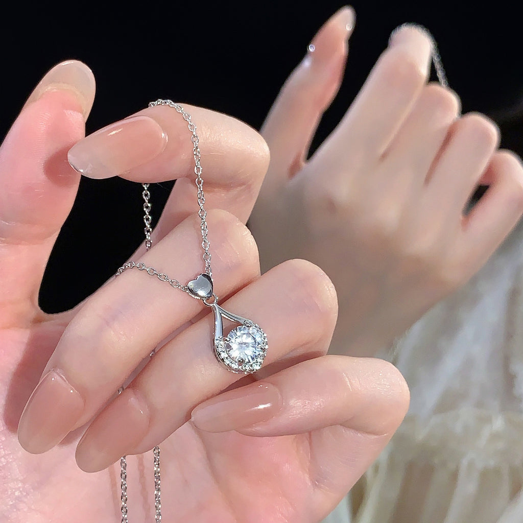 925 Sterling Silver Angel's Tears Heart-Shaped Necklace