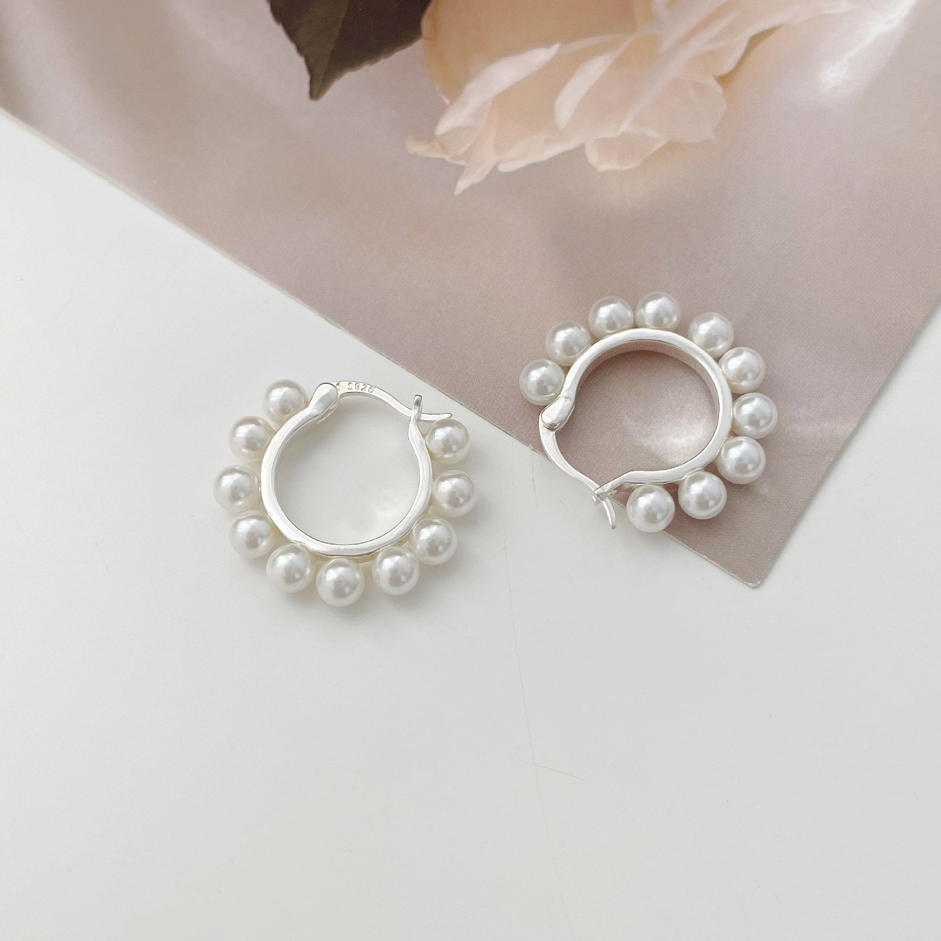 925 Sterling Silver Imitation Pearl Design Earrings