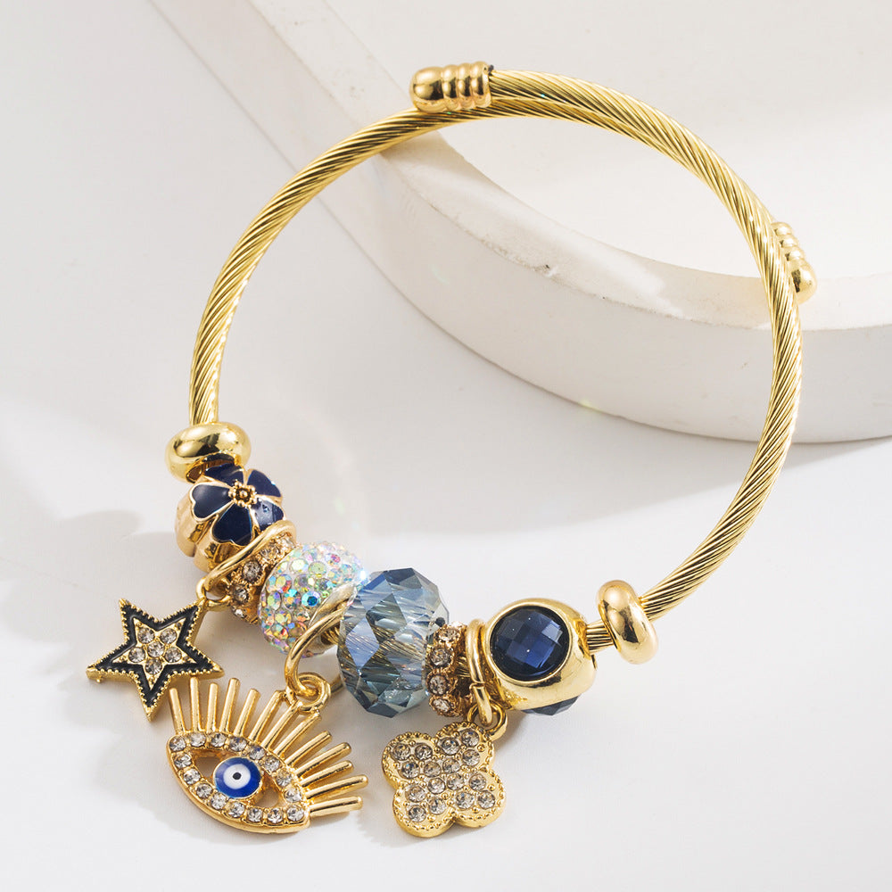 Vintage Evil Eye Stainless Steel Bracelet