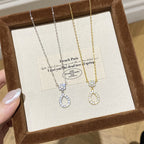 S925 Sterling Silver Full Diamond Teardrop Flower Zirconia Openwork Necklace