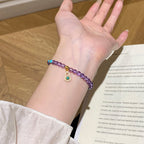 925 Sterling Silver Gourd Imitation Turquoise Natural Amethyst Fortune Bracelet