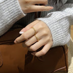 925 Sterling Silver Ring with Geometric Stacked Openwork Pattern and Zirconia Inlay