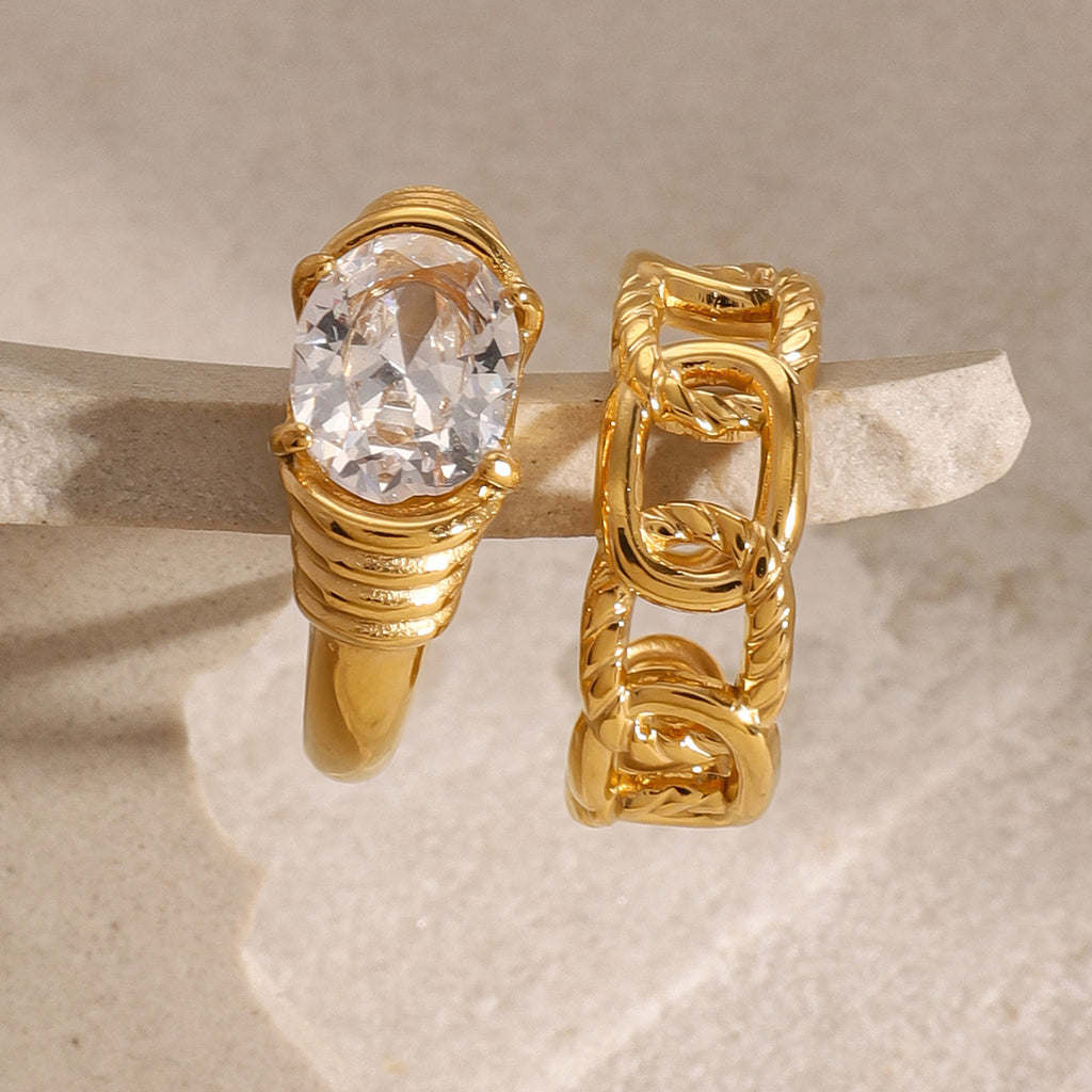 Rhinestone Stainless Steel High-End Ring