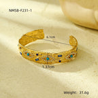 French vintage style natural stone angel eye diamond-encrusted stainless steel bracelet that won't fade.