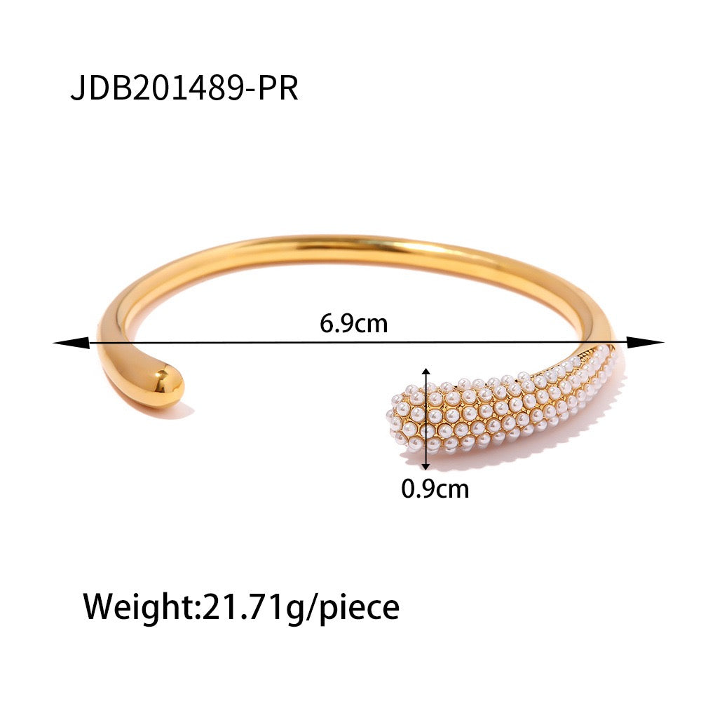 Stainless steel pearl high-end open-face non-fading bracelet