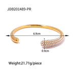 Stainless steel pearl high-end open-face non-fading bracelet