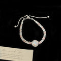 Super sparkly full diamond colored round zircon pendant pink pull-out bracelet