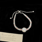 Super sparkly full diamond colored round zircon pendant pink pull-out bracelet