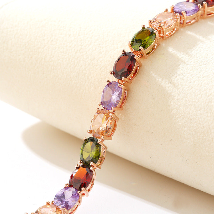Rainbow Zircon Copper Alloy Bracelet
