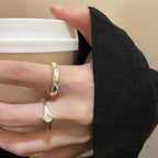 925 Sterling Silver Luxury Niche Eight-Pointed Star Matte Brushed Ring