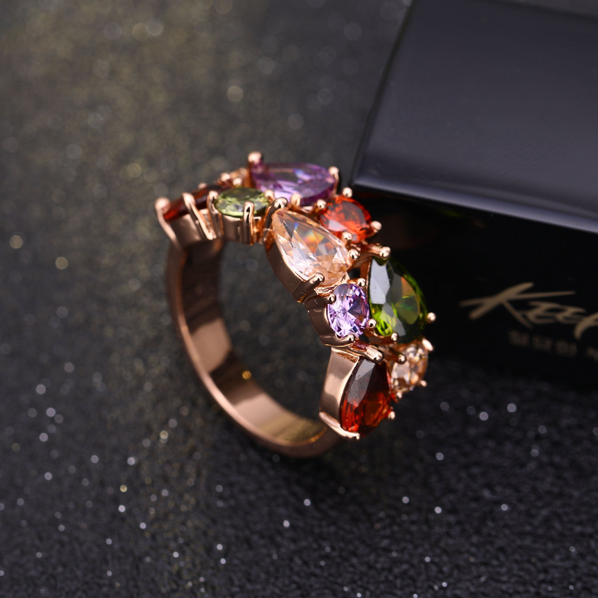 Mona Lisa Seven-Colored Zircon Ring