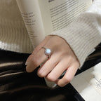 925 Sterling Silver Imitation Australian Gemstone Simple Egg-Shaped Ring