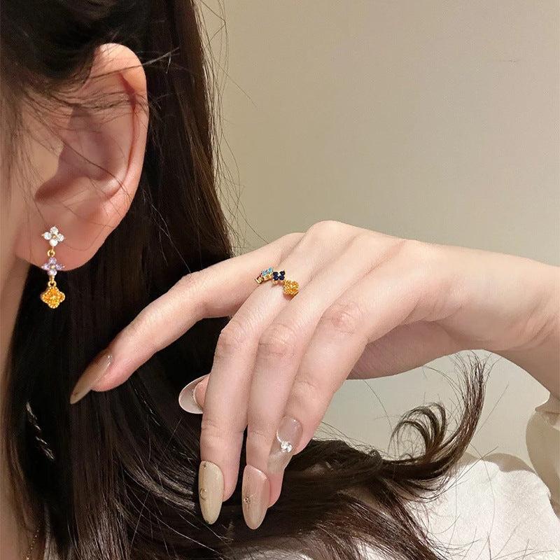 25 Sterling Silver Colored Four-Leaf Clover Dopamine Four-Leaf Clover Set