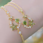 Olive Green Exquisite Zircon Copper Alloy Set