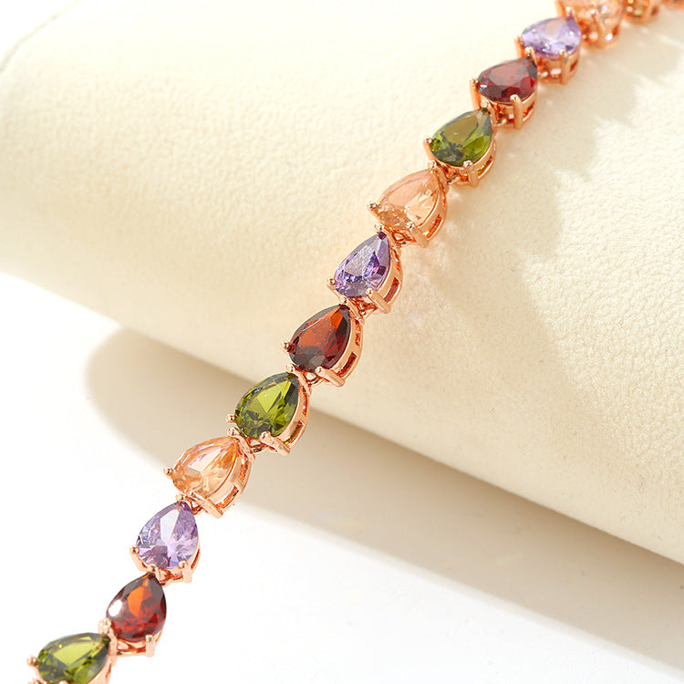 Colored crystal bracelet, zircon bracelet, copper