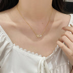 925 Sterling Silver Diamond Flower and Shell Necklace