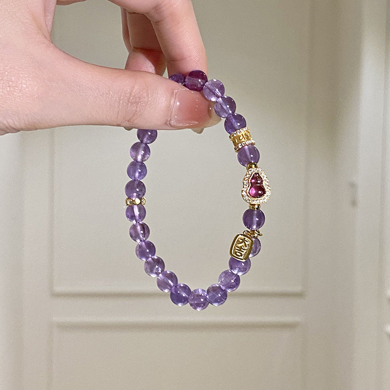 925 Sterling Silver Gourd Natural Amethyst Bracelet