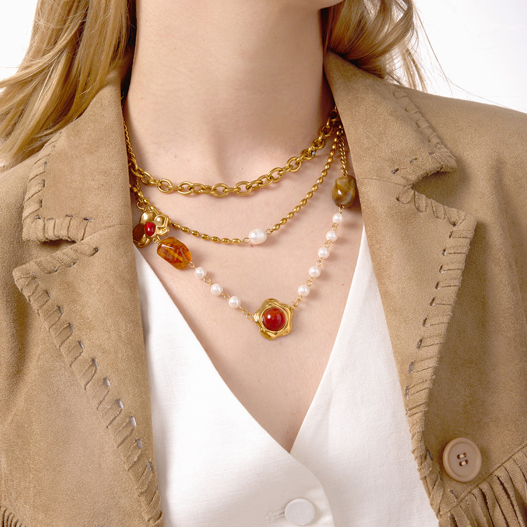 Luxury-featured stainless steel resin sweater chain