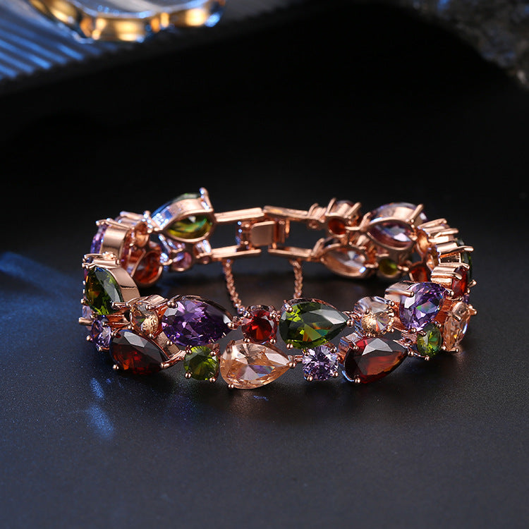 Mona Lisa Rose Gold Women's Seven-Color Zircon Bracelet