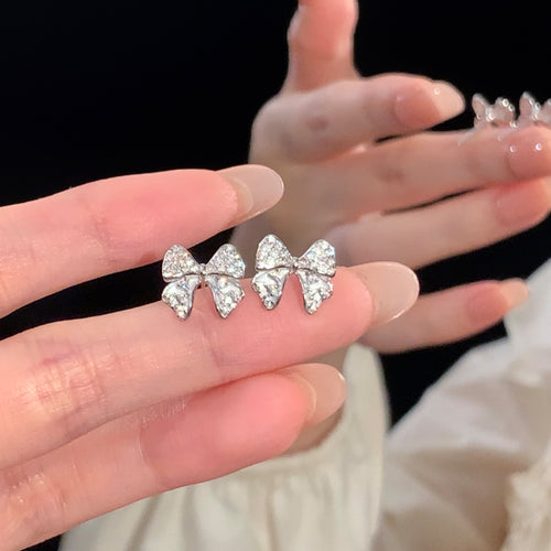 925 silver versatile bow sweet earrings
