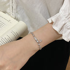 925 Sterling Silver Imitation Cat's Eye Carnation Butterfly Bracelet