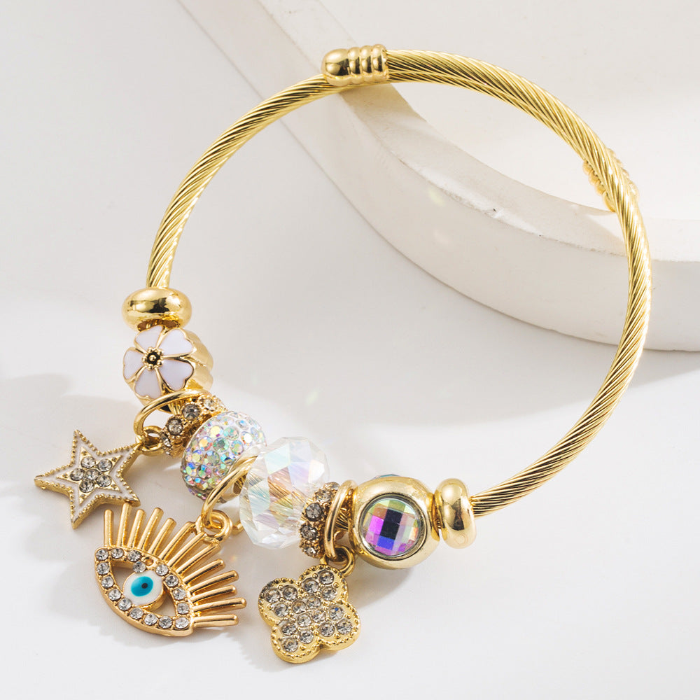 Vintage Evil Eye Stainless Steel Bracelet