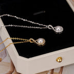 925 Sterling Silver Teardrop-Shaped Natural Pearl Necklace