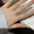 925 Sterling Silver Ring with Geometric Stacked Openwork Pattern and Zirconia Inlay