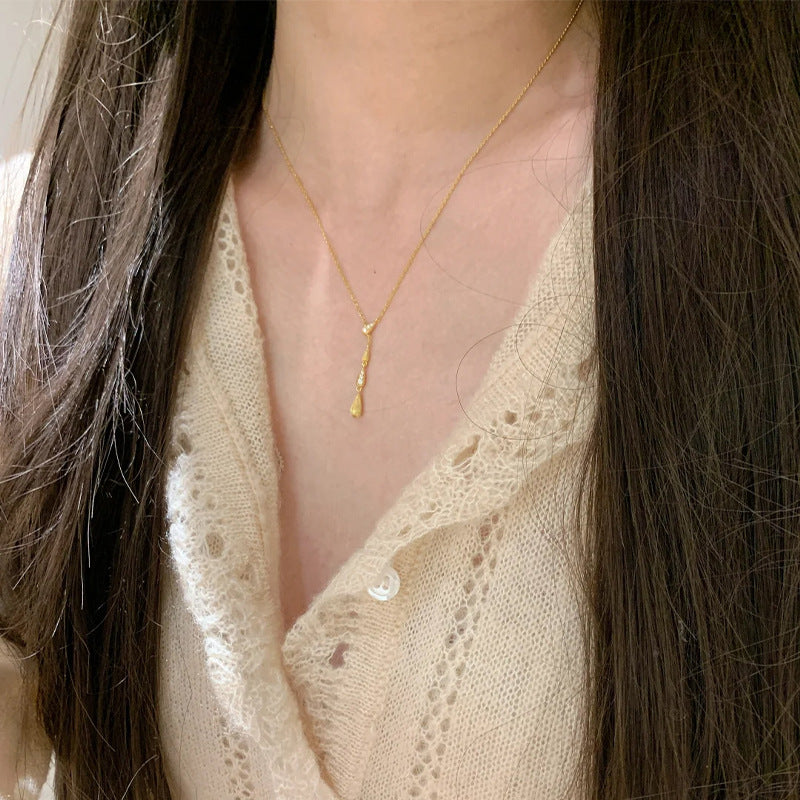 999 Sterling Silver Brushed Diamond Teardrop Necklace