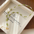 925 Sterling Silver Imitation Pearl Forest Style Irregular Crystal Pebble Set