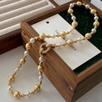 Mixed-color glass pearl zircon copper alloy set