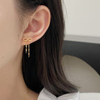 925 Sterling Silver Simple and Elegant Bow Tassel Earrings