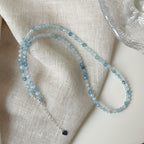 925 Sterling Silver Blue Handmade Beaded Natural Aquamarine Necklace