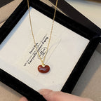 925 Sterling Silver Acacia Bean Red Agate Necklace